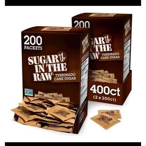 Sugar In The Raw Turbinado Cane Sugar Packets, 200 CT, 2 Boxes Pure All Natural
